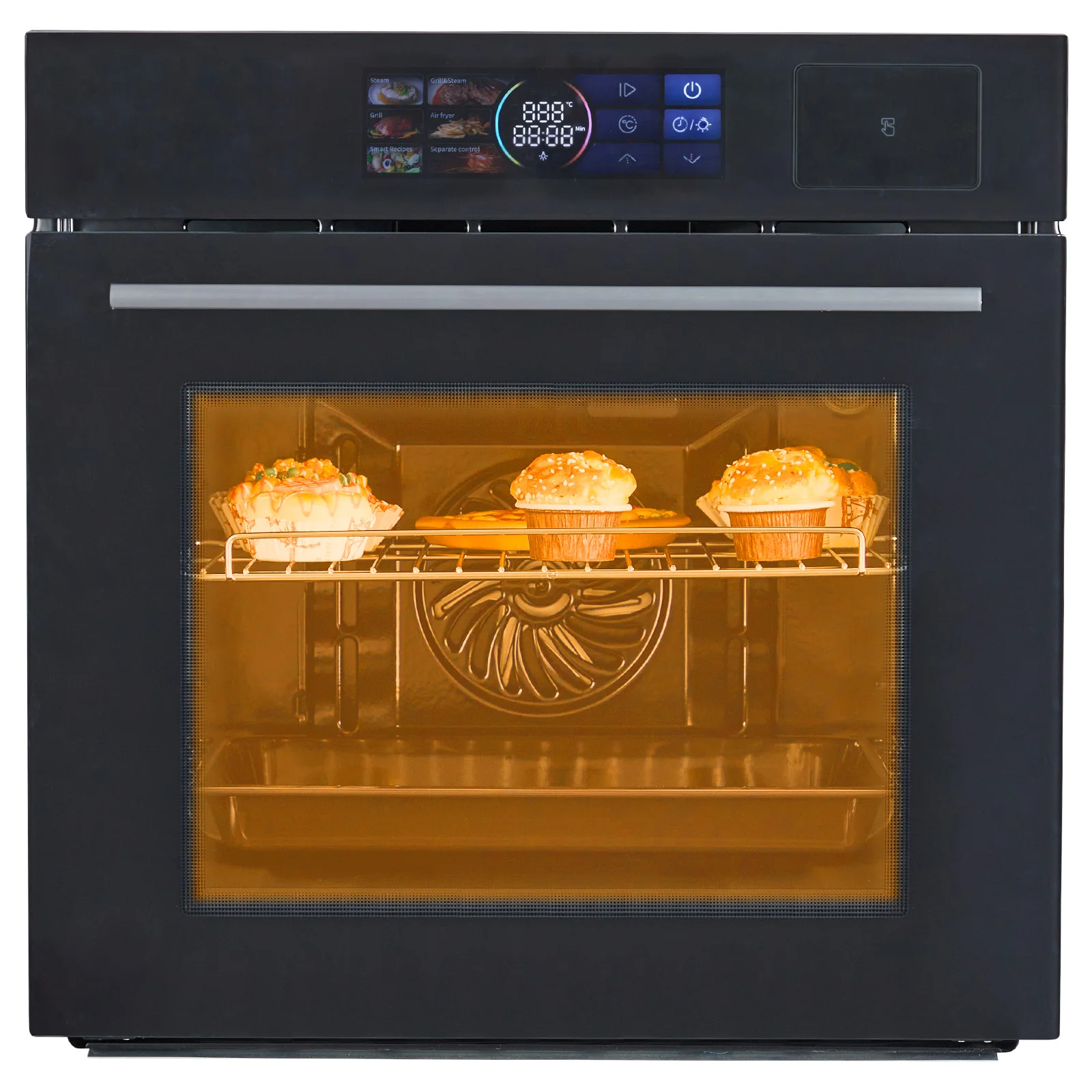 24 Inch Single Wall Oven,Color LED Screen with 8 Professional Baking Modes,108 Built-in Intelligent Menus,Triple Insulated Glass