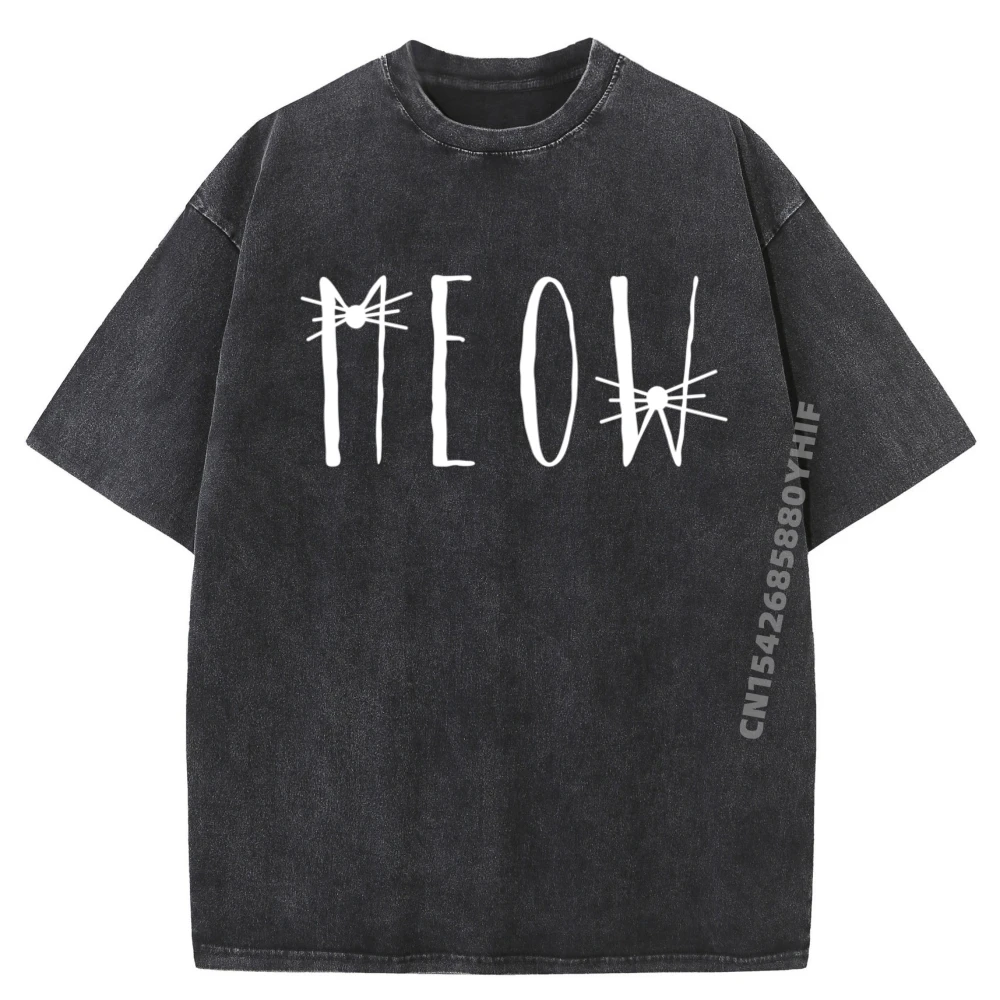 

Мужская одежда Meow, футболки с аниме, корейская мода, модная и модная уличная стираная рубашка с принтом