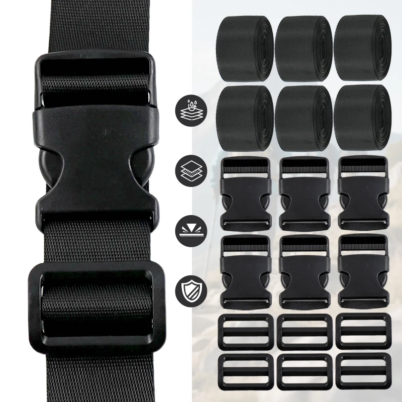 

2/5Sets Meetee Webbing Strap Fastener Clips 20/25/32/38/50mm Plastic Release Buckle Dog Collar Belt Adjustable Slider Hook Clasp