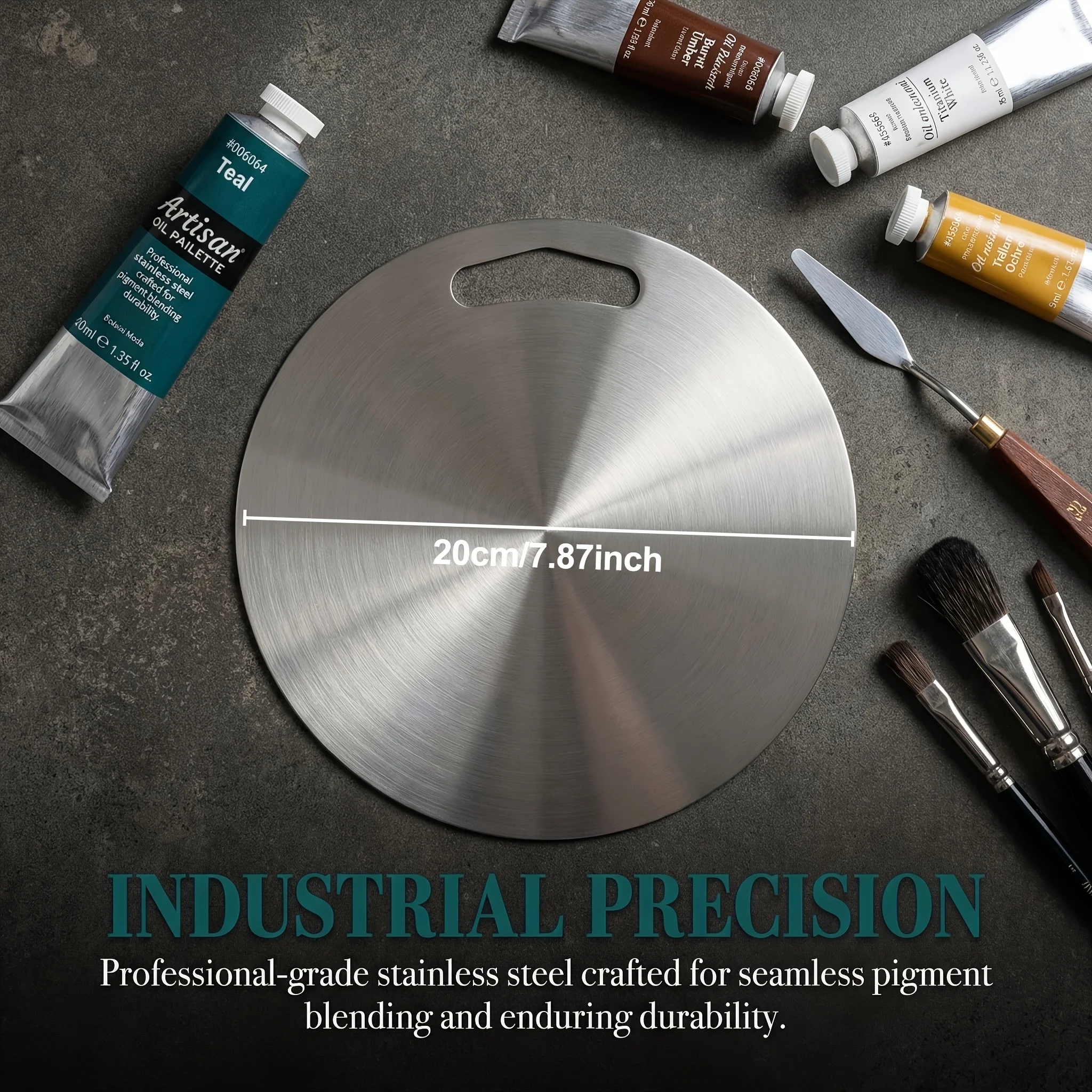 20cm Stainless Steel Paint Palette Mixing Tray For Watercolor Acrylic Paint Portable Artist Palette Professional Art Paint Tools