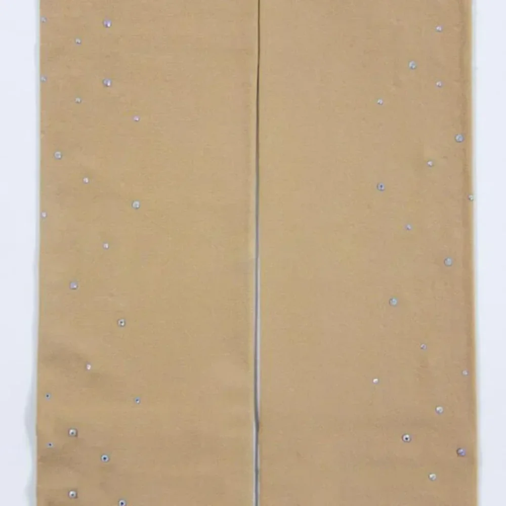 Polyamide Fiber Figure Skating Pantyhose Skin Color Thicken Gymnastics Leotard Stretch Fabric Rhinestone Decorated