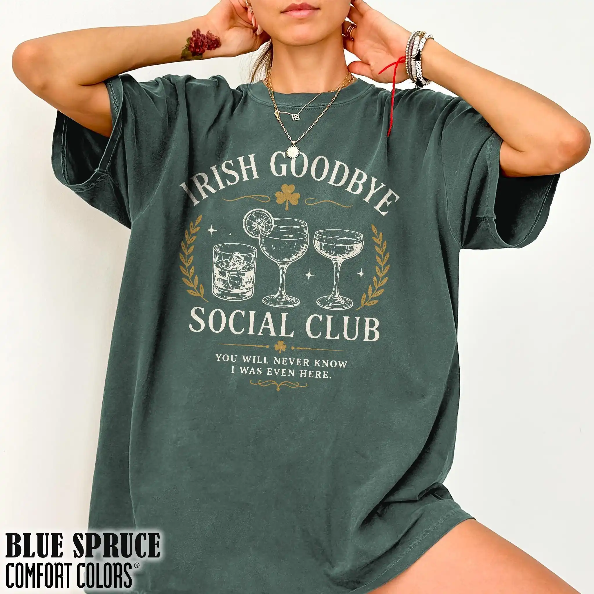 Irish Goodbye Shirt Social Club Drinking Tee Vintage Irish Culture Heritage St Patricks Day Gift Ireland Travel Pub Bar T-Shirt