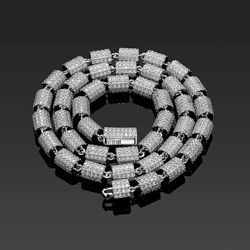 

Хип-хоп Полный 3A+ CZ Камень Проложенный Bling Ice Out Бамбук Шарнирная Форма Звено Цепи Ожерелье для Мужчин Рэпер Ювелирные Изделия Золото Серебро Цвет