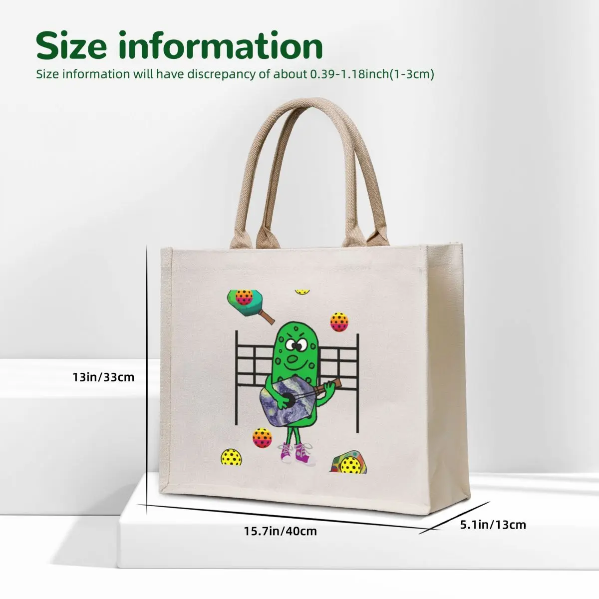 Funny Pickleball Pickle Playing Guitar Tote Bag Fabric bag great bag Handbags women Gift