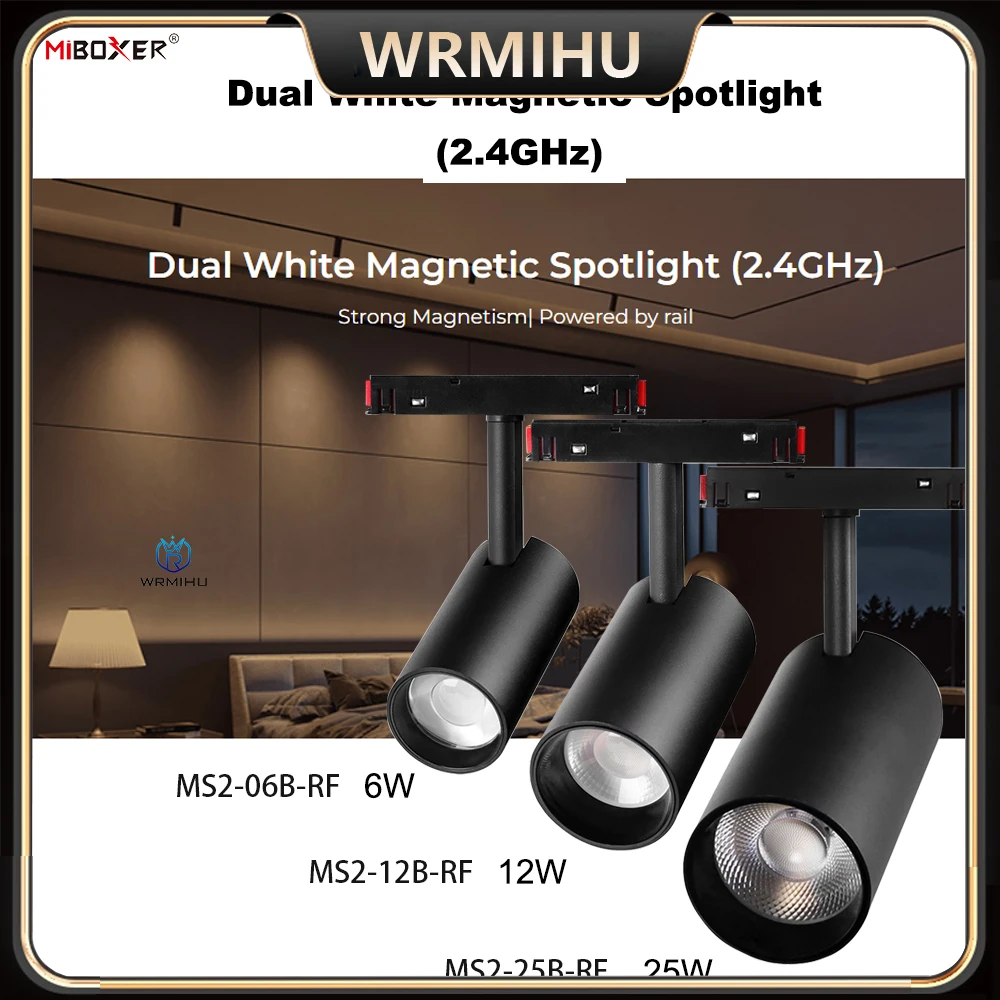 

Miboxer DC48V Smart Dual Whte Magnetic Spotlight 2.4G Hz RF 6W 12W 25W Guide rail light For Background lighting