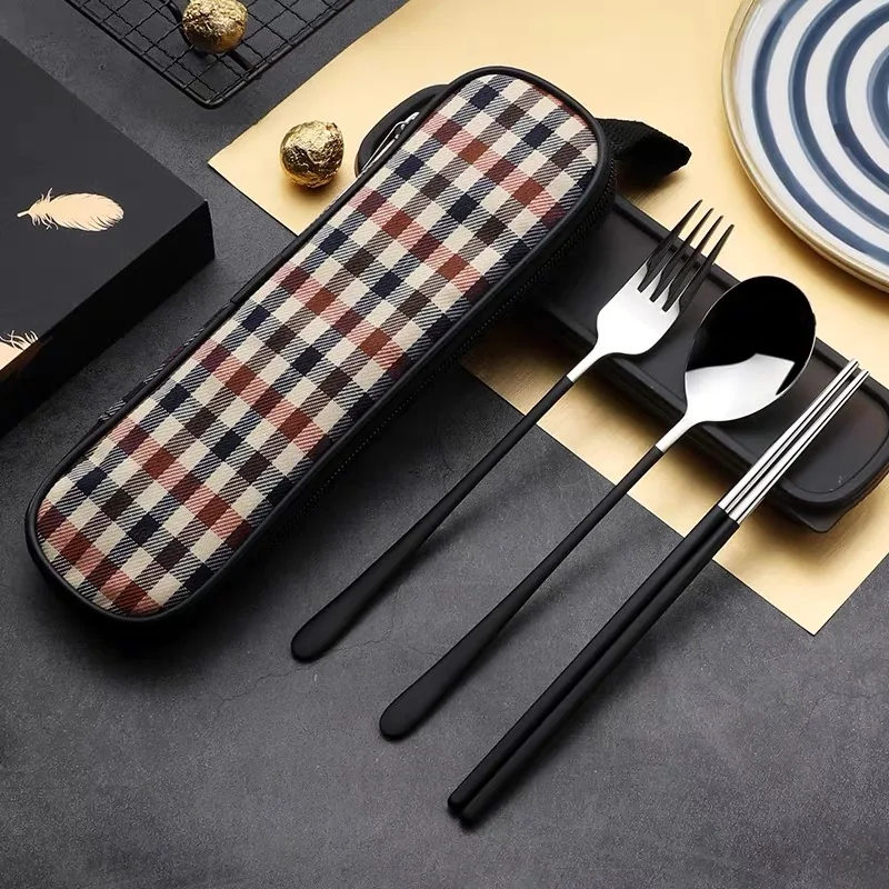 

Stainless Steel Cutlery Knife Fork Spoon Steak Knife Spice Bottle Straw Outdoor Travel Portable Set