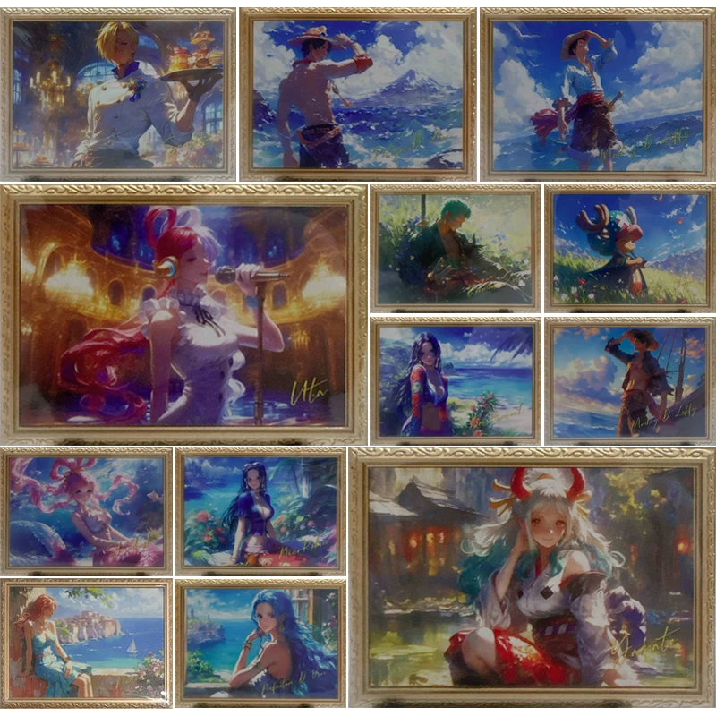 

Anime One Piece Robin Nami Luffy Zoro Yamato Uta Vivi Metal Cards Collection Cards Christmas Birthday Gifts Children's Toys