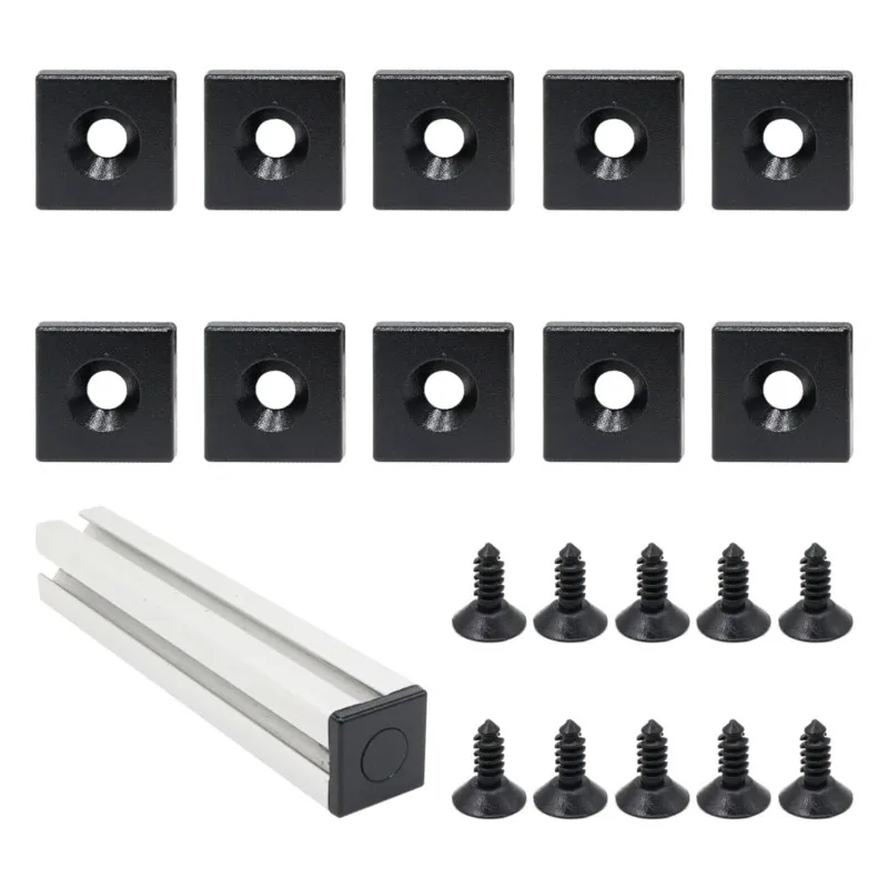 10Pcs 20/30/40 Aluminum Extrusion Profile T V Slot End Cap Bracket End Cap Cover Metal Plug +10PCS M6/M8 Screws for 2020 3030