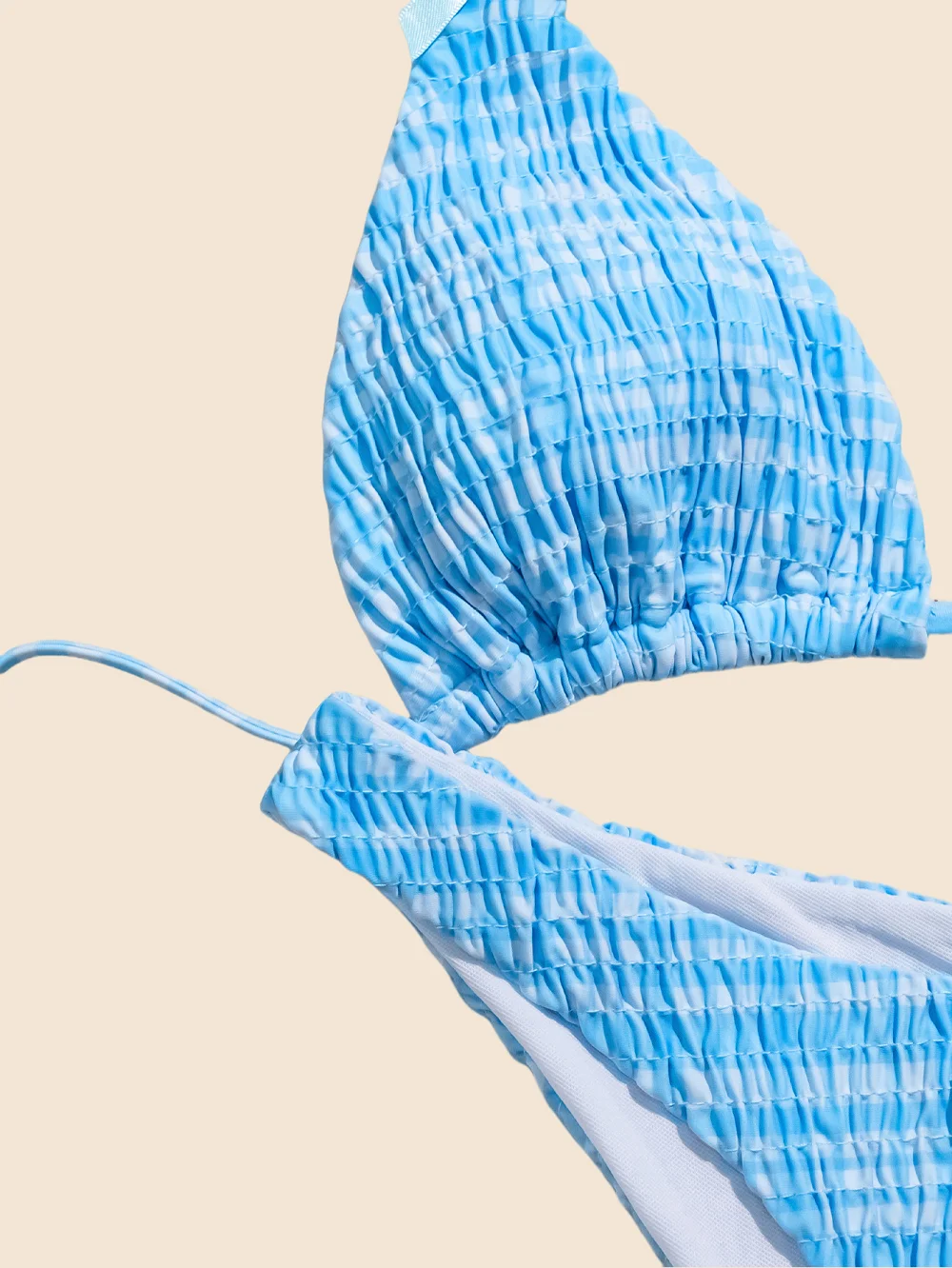 Dames sexy halter bikiniset blauw zoet strikdetail tweedelig badpak zomervakantie essentiële strandbadmode voor dames