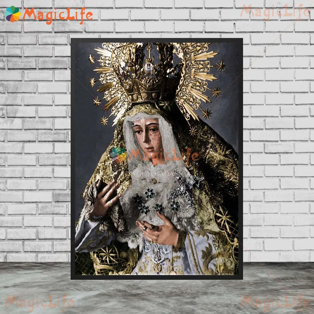 Virgin Mary Christianity Religion Prints Posters Wall Pictures For Living Room Decor Poster Wall Art Canvas Painting Unframed