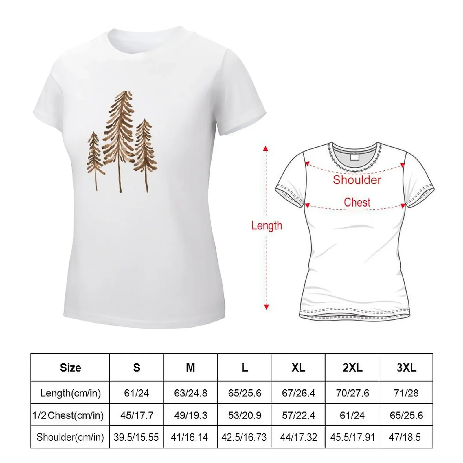 Pine Trees – Sepia Palette T-shirt shirts graphic tees summer top summer clothes summer blouses woman 2024