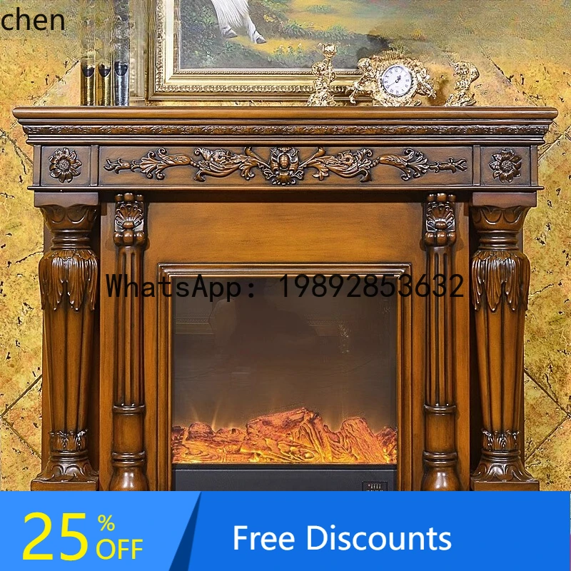 YFY Roman Column Fireplace European American Style Solid Wood Fireplace Frame Fireplace Decorative Cabinet