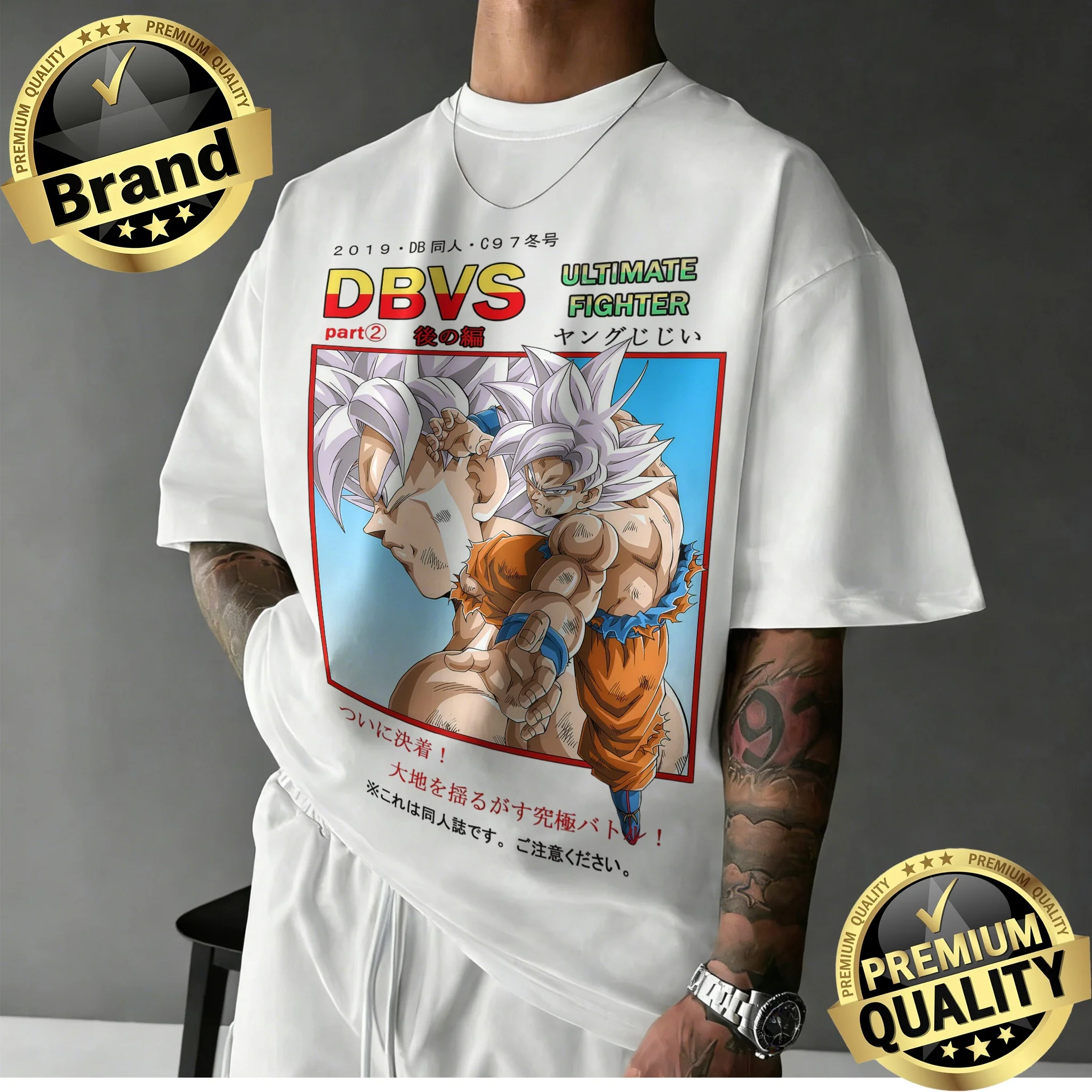 

2026 New Arrival Dragon Ball Oversized T-shirt | Goku Ultra Instinct VS Retro Graphic Print 100% Cotton Casual Tee for Family