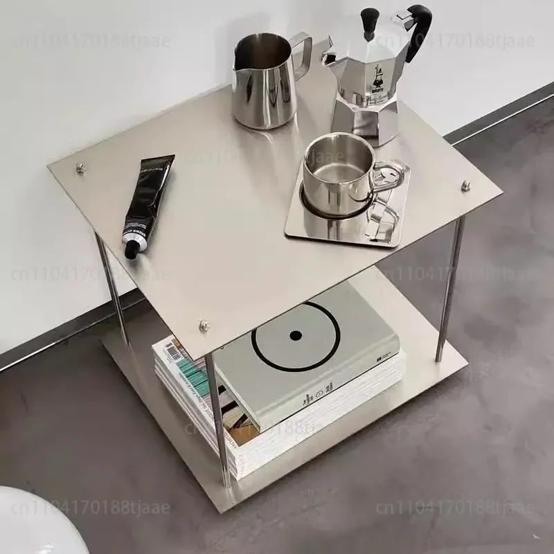 Industrial Wind Brushed Stainless Steel Shelf Ornament Display Shelf Bookshelf ins Multi-layer Storage Display Shelf