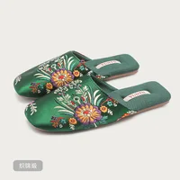 Elegant Satin Embroidered Flower House Slippers Woman Autumn New Warm Cotton Slippers Casual Comfort Soft Sole Silk Flat Slipper - Image 6