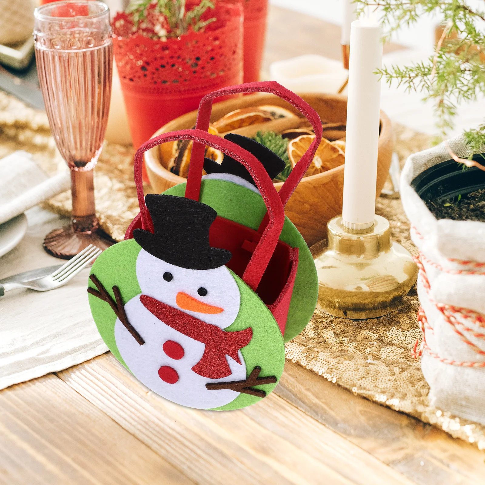 

4pcs Christmas Felt Tote Bags 12X9Inch Xmas Gift Bag For Presents Large Felt Gift Bags Bulk Wrapping Candy Holder Party Pouch