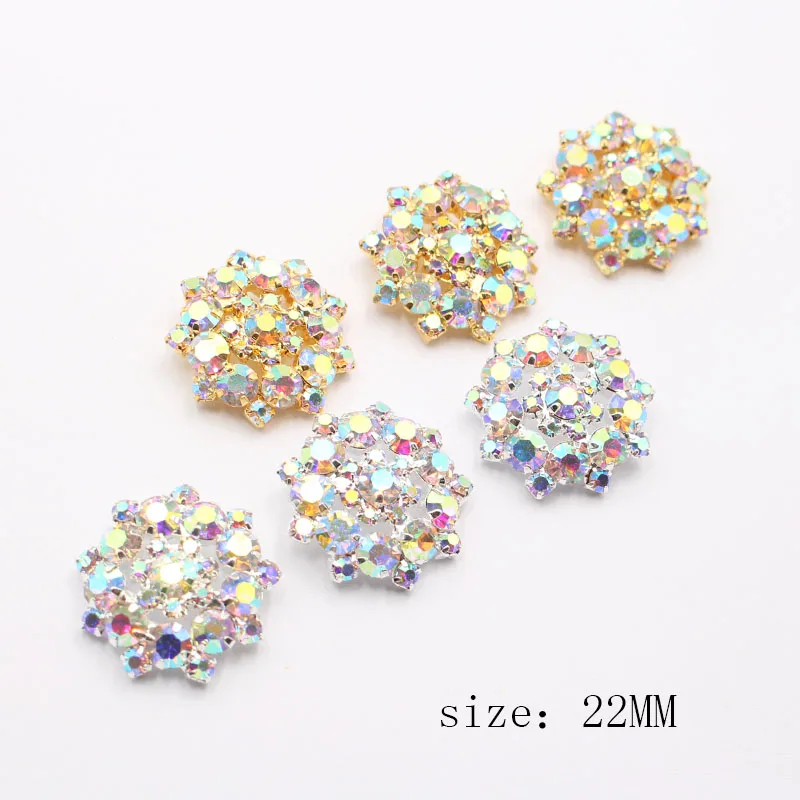 New 10 pieces 22MM Gold/Silver Metal Rhinestone Button Handle Diamond Accessories Wedding Decoration Sewing Clothing Buttons DIY