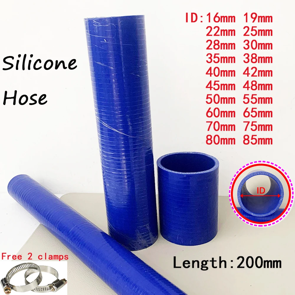 

ID16-85mm Length20cm Straight Silicone Intercooler Tube Pipe Coolant Hose High Temperature High Pressure Turbo Send 2 Clamps