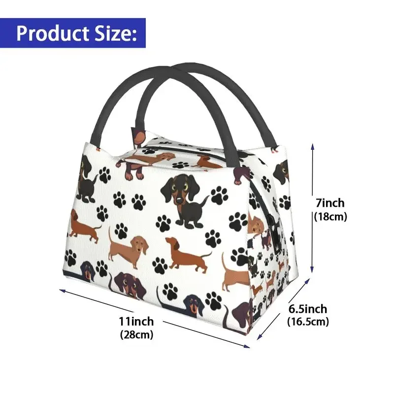 Dachshund Animal Paw Insulated Lunch Bags for Resuable Sausage Wiener Badger Dog Thermal Cooler Lunch Tote Office Picnic Travel