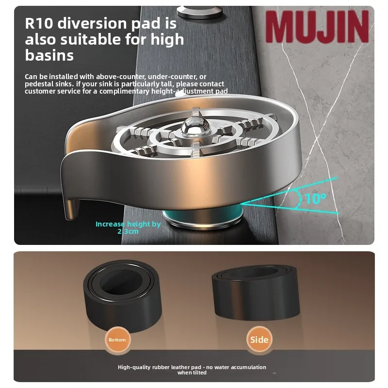 Stainless Steel High Pressure Glass Rinser, Automatic Cup Washer for Kitchen Sink & Coffee Bar