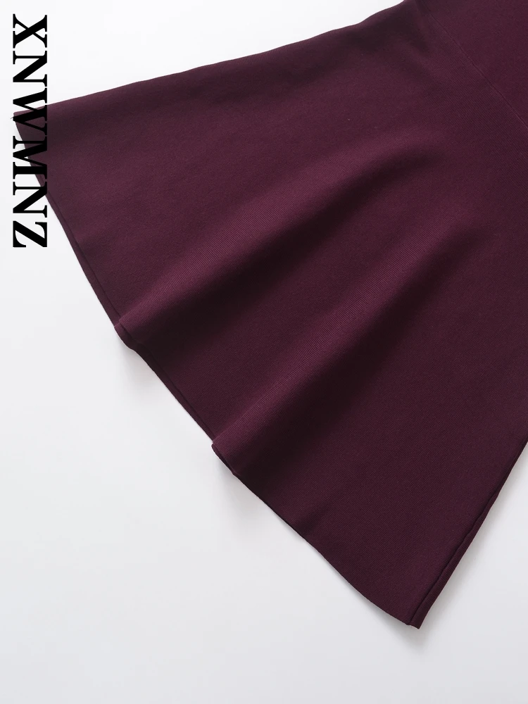 XNWMNZ 2024 New Autumn Woman Casual Knit Solid color Dress A-lineskirt Female Vintage O-Collar Sleeveless Ruffles Top Midi Skirt