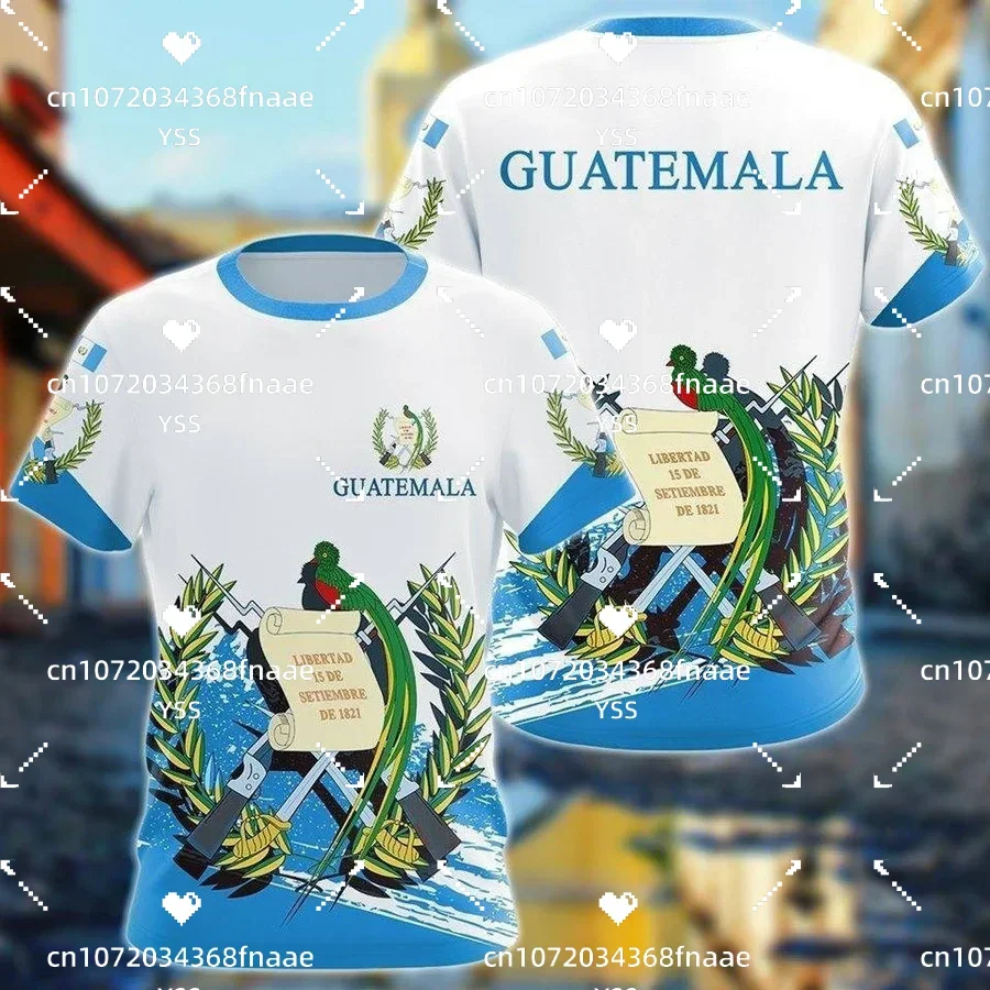 2023 Guatemala Coat Of Arms Flag Emblem 3D Printed T-Shirt Top Summer Tee For Men Streetwear Shorts Sleeve Sport Casual Clothes