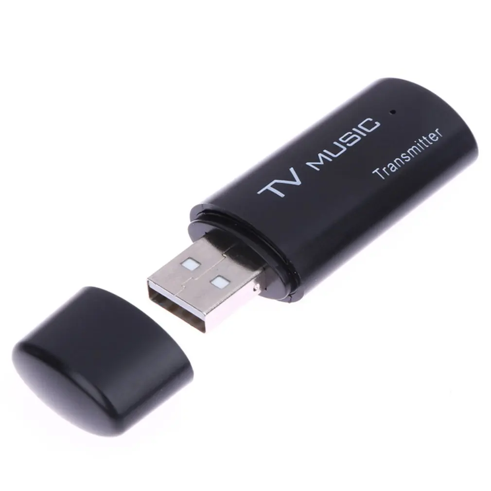สีดำ USB Audio เครื่องส่งสัญญาณไร้สายสเตอริโอ Dongle Adapter สำหรับทีวี MP3 PC