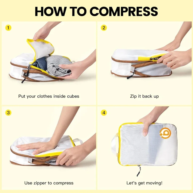 Cubos de embalaje de compresión impermeables ultraligeros para maletas, artículos esenciales de viaje, bolsa portátil expandible, organizador, bolsa