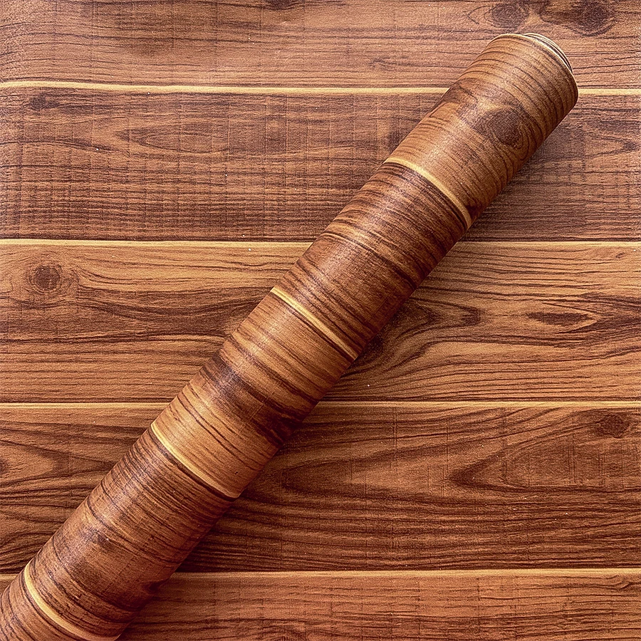 Retro red wood grain PVC self-adhesive wallpaper waterproof and stain resistant furniture renovation wall decoration stickers