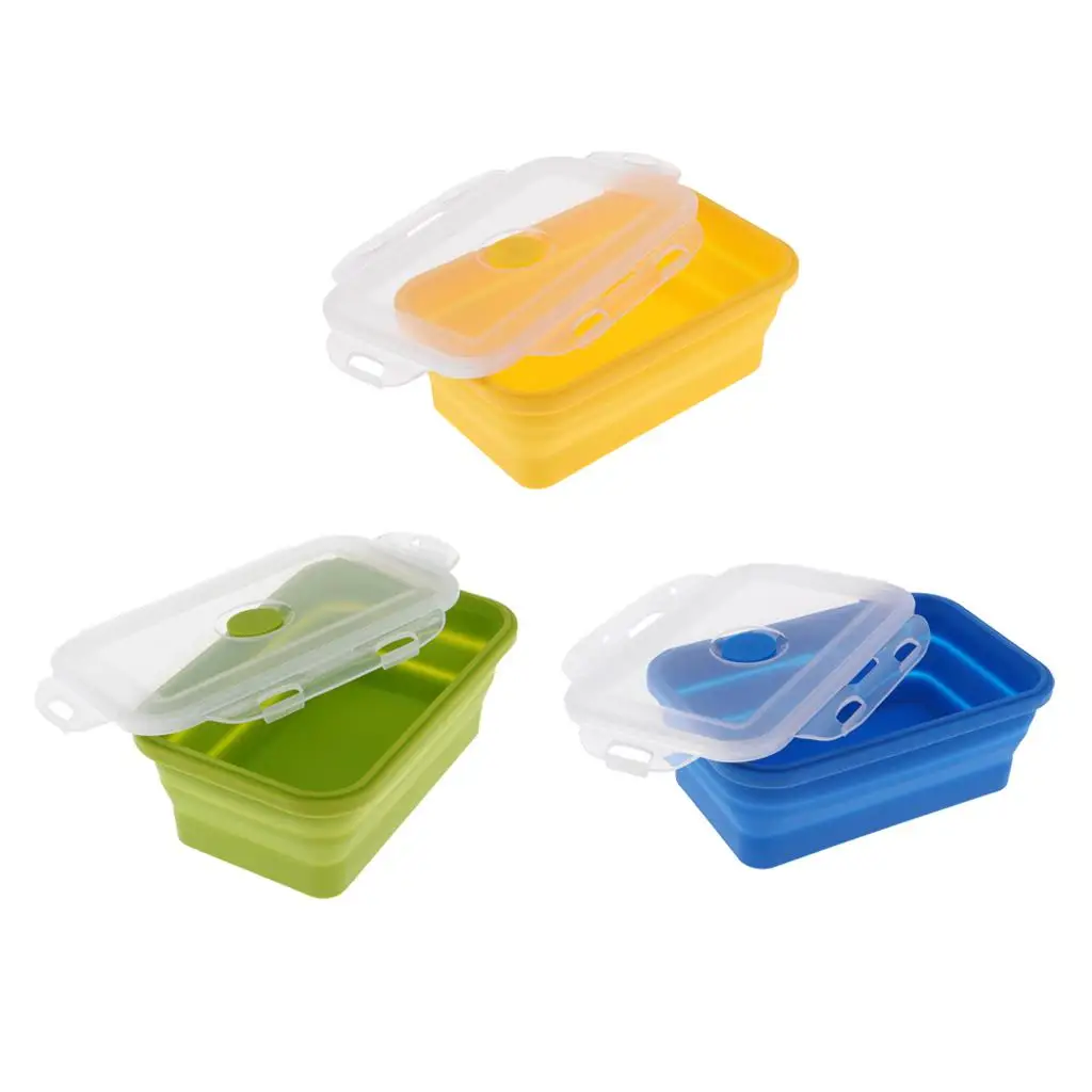 

Silicone Food Container Portable Lunch Box Bowl Bento Box Collapsible Storage