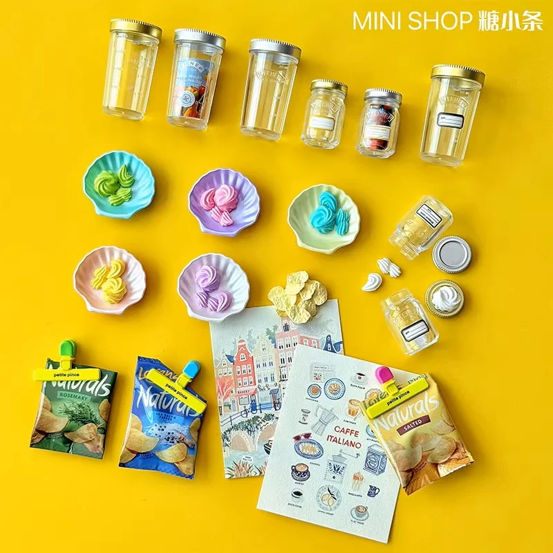 1:6 and 1:12 Mini Model Doll House Furniture Accessories Shell Plate Potato Chip Clip Cream Storage Bottle Bjd Lol Miniature Toy