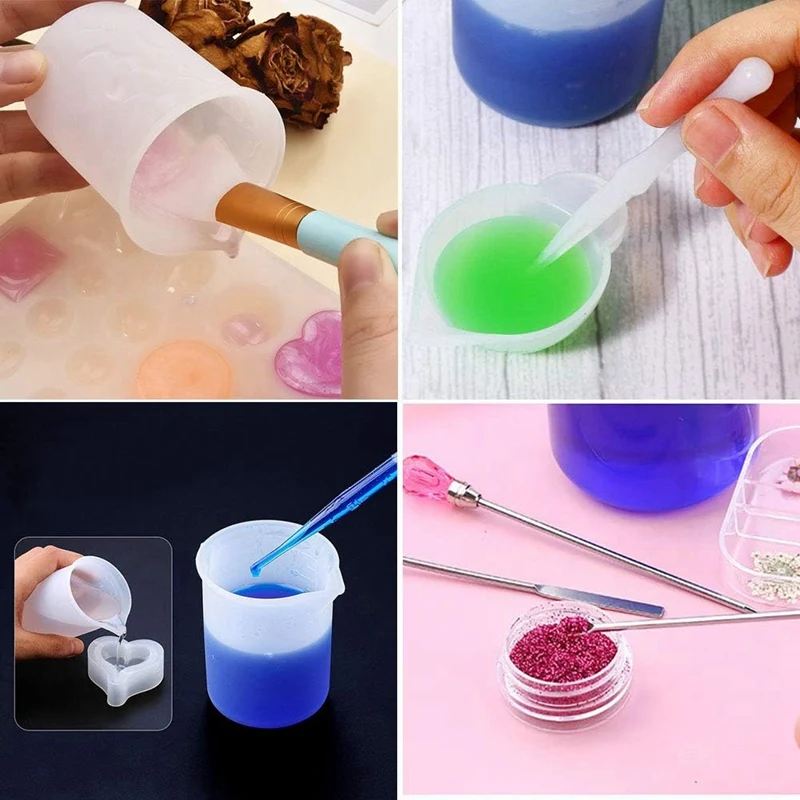 Resin Tools Set 22PCS, A3 Silicone Sheet, 100ML Measuring Cups, Silicone Mixing Cups, Silicone Brushes Stir Sticks, Easy To Use