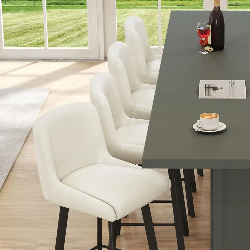 Swivel Bar Stools, 26''H Upholstered Barstools with Backs, Modern Counter Height Bar Stool Chairs for Kitchen Island, Metal Legs
