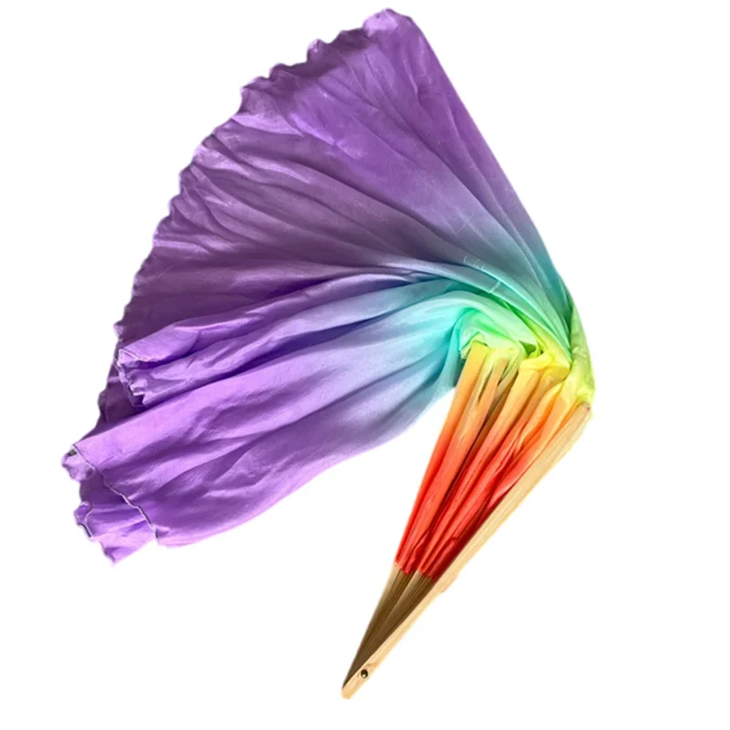 พัดเต้นรำ 2 ชั้น ผ้าไหมแท้ 100% สำหรับผู้หญิง ใช้สำหรับระบำหน้าท้อง อุปกรณ์ประกอบการแสดง งานบูชา งานแต่งงาน งานปาร์ตี้ ชุดเต้นรำ งานแสดงเต้นสแควร์แดนเซอร์ ขนาด 36 ซม.