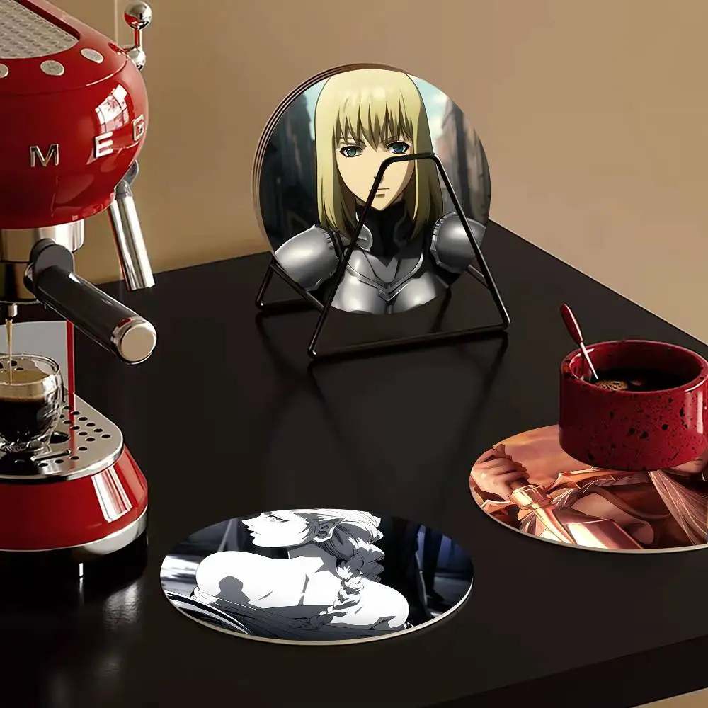 1pc Anime Claymore Wooden Coaster Colour Printing Cup Mat Home Desk Decoration Gifts