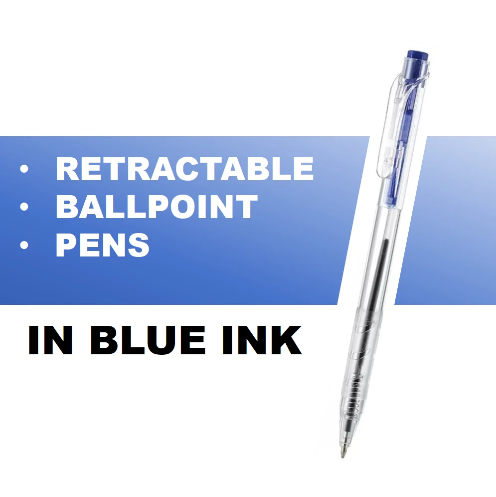 50pcs Retractable Ballpoint Pens, Medium Point Marker Pens, Ball Point Pens Smooth Writing Click Pens for Journal Writing
