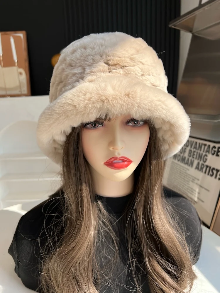 Frauen Winter Warme Mütze 100% Echt Rex Kaninchen Fell Bomber Hüte Dame Echte Pelz Kappe Mützen Weichen, Flauschigen Natürliche Pelz Buckrt hut – Detail 8