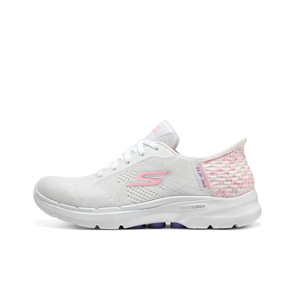 Skechers Go Walk Hands Free Slip Ins Low top Walking Shoes Women's White Pink 124627-WMLT