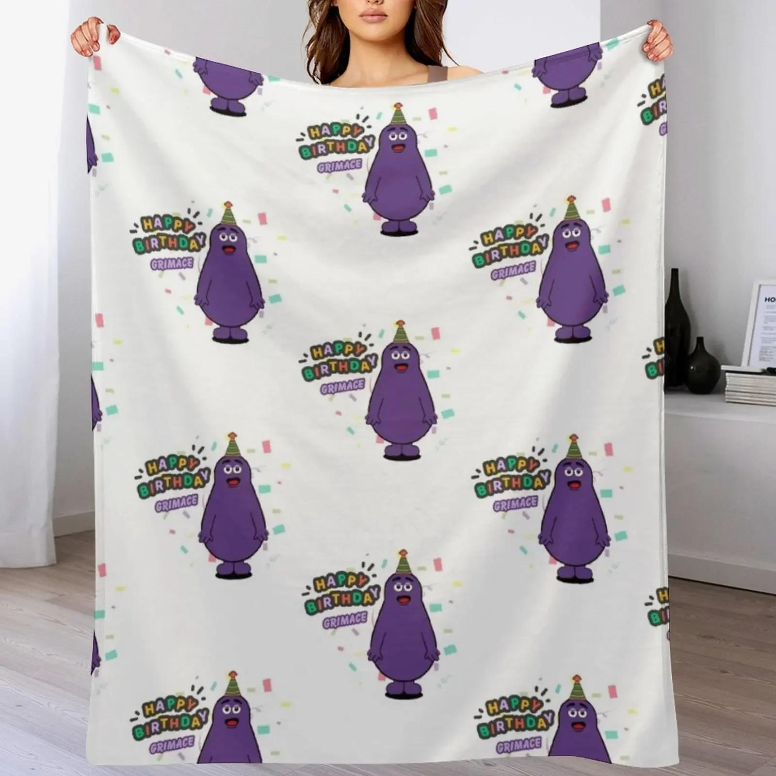 

happy birthday grimace Throw Blanket For Sofa Thin Baby christmas decoration Giant Sofa Blankets