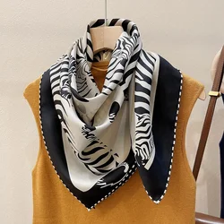Zebra Print 100% Twill Silk Scarf Neckerchief Shawl Echarpe 35