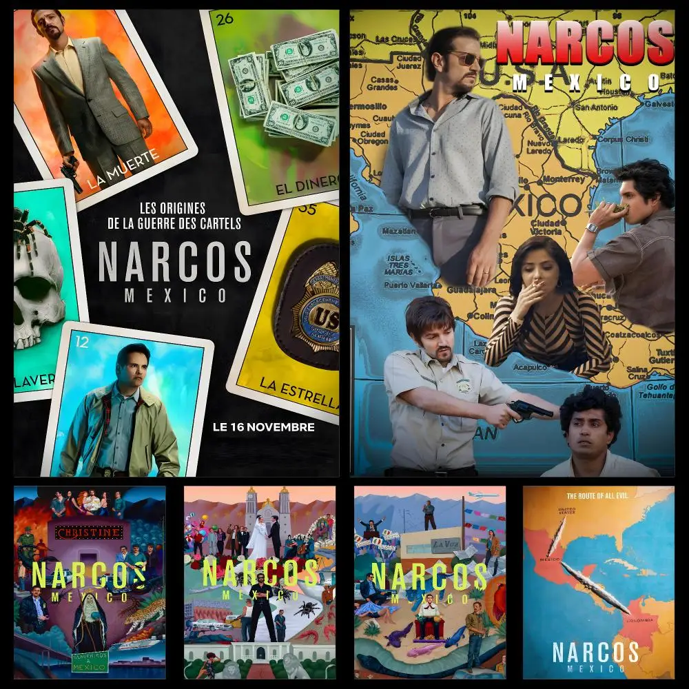 Crime Narcos Mexico Cartel Poster PP Self Adhesive Decorative HD For Garage Gaming Room Living Room Gift