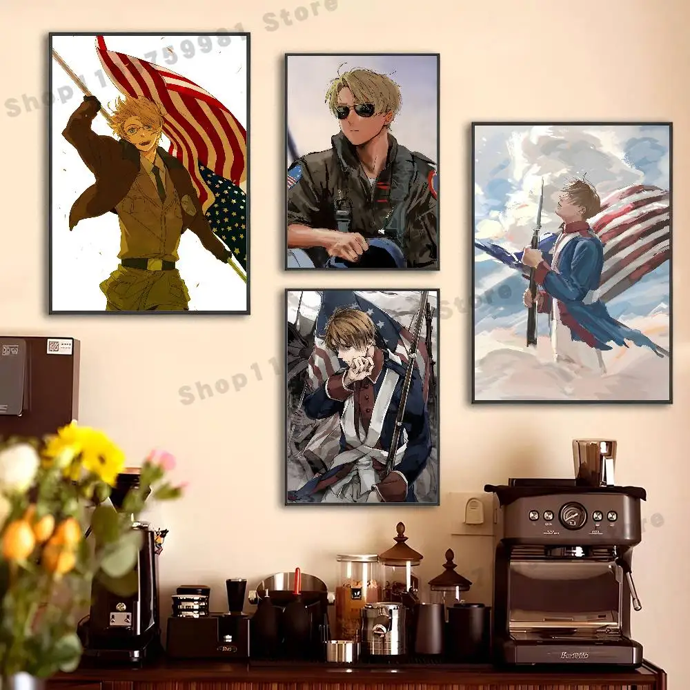 America A-Alfred F Jones Poster Sticker Classic Art Painting for Home Bedroom Cafe Office Wall