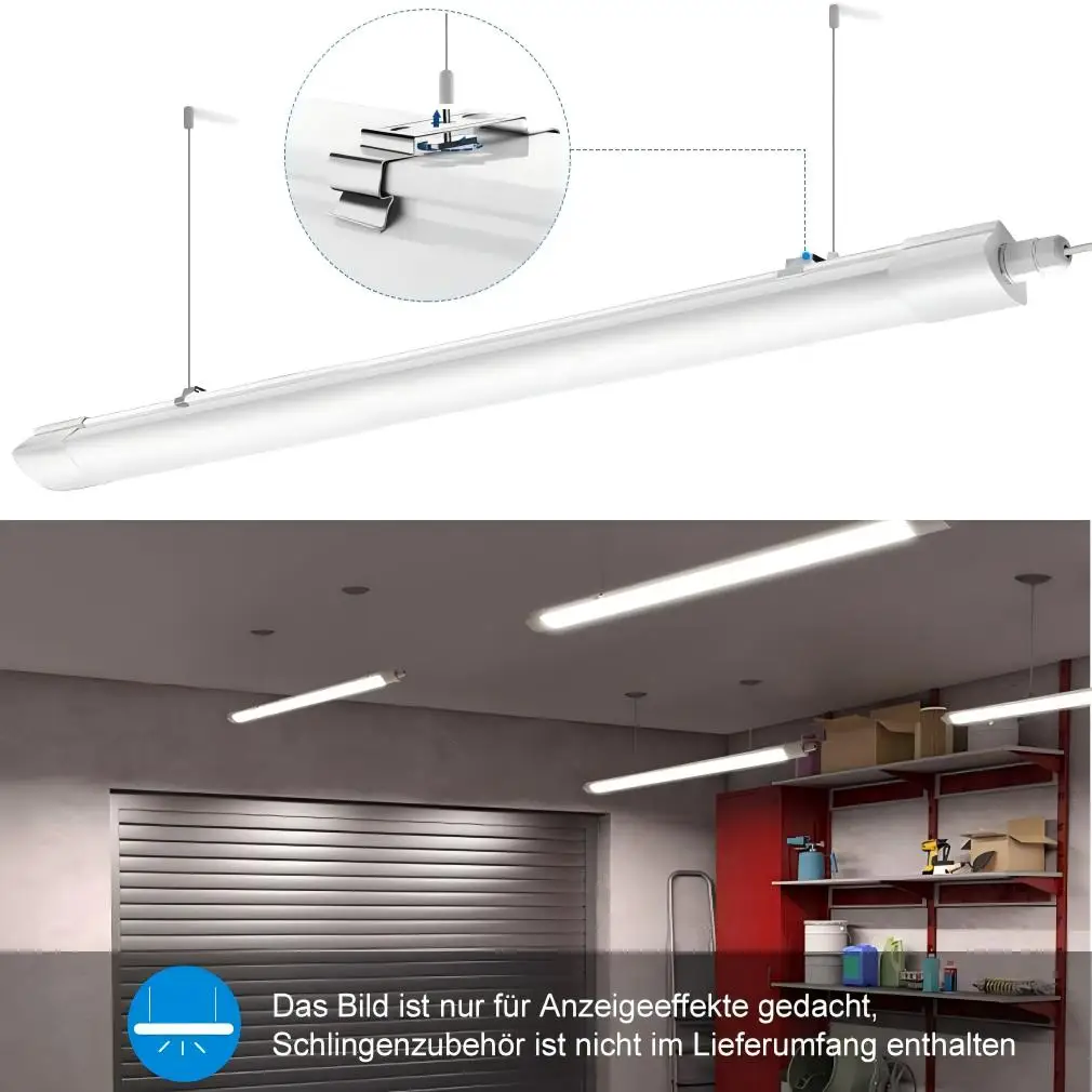 60 cm LED-Nassraumleuchte, 20 W, 4000 K Neutralweiß, IP65 wasserdichte Röhre für Garage, Keller, Werkstatt, Büro, Badezimmer – Detail 1