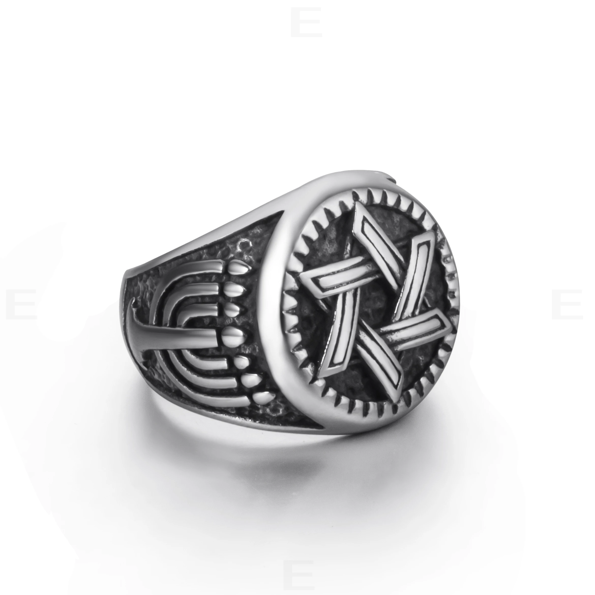 Men\'s Vintage Star of David Ring Seal of Solomon Hexagram Star Symbol Jewelry Size 8-13