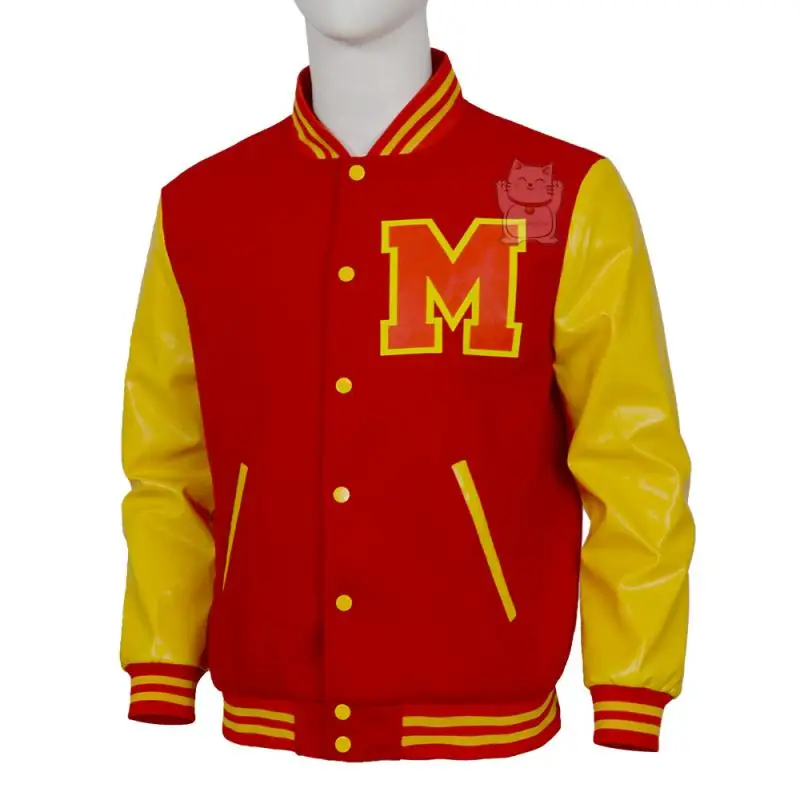 World's number one dance king Michael Jackson cosplay top school team jacket red and yellow block baseball jacket retro idol - view 2