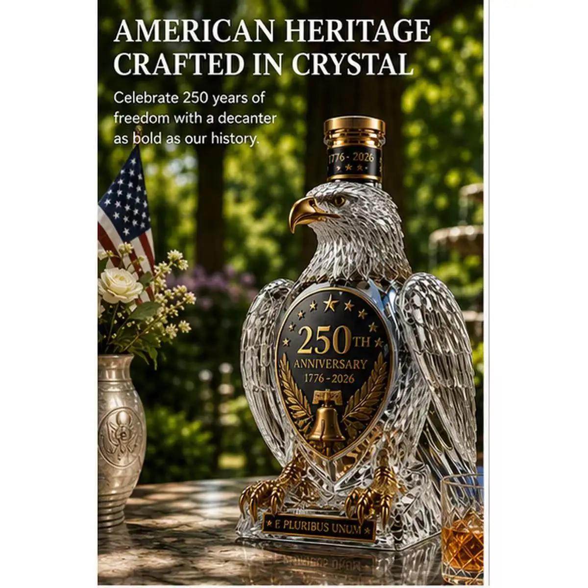 American 250th Anniversary Eagle-Shaped Glass Bottle, Craft Wine Bottle