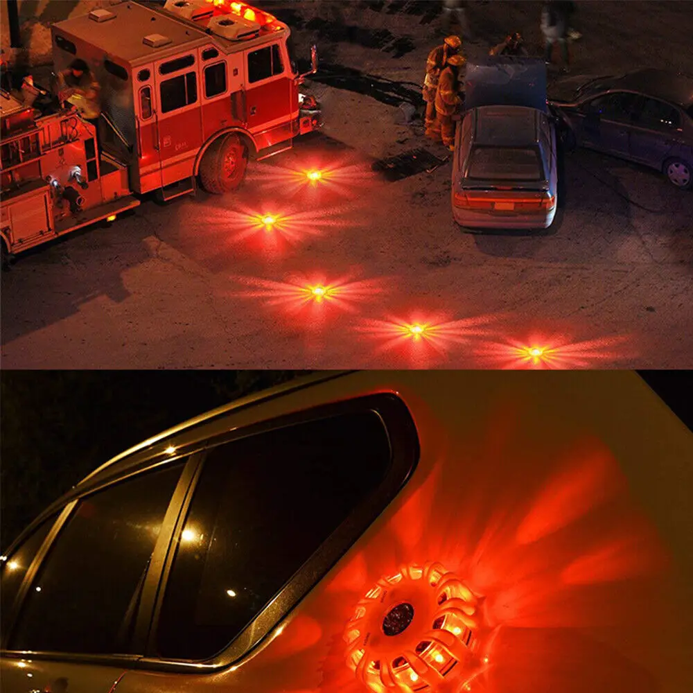 6 Pack LED Road Flares Emergency Lights Roadside Warning Car Safety Beacon Disc