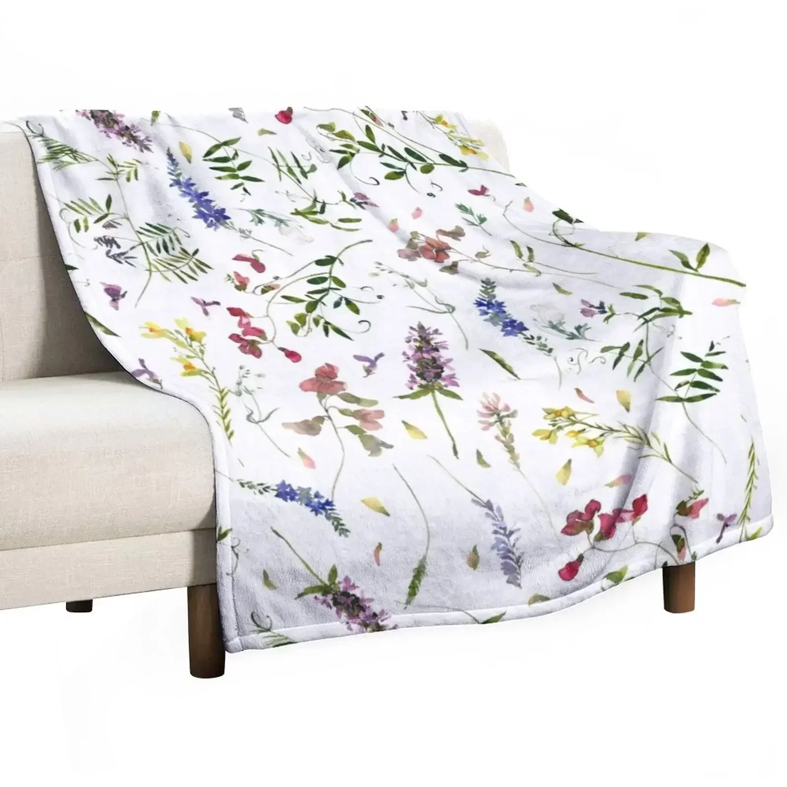 Wildflowers And Herbs Throw Blanket funny gift blankets ands Luxury Designer Plaid on the sofa Decorative Sofa Kid'S Blankets