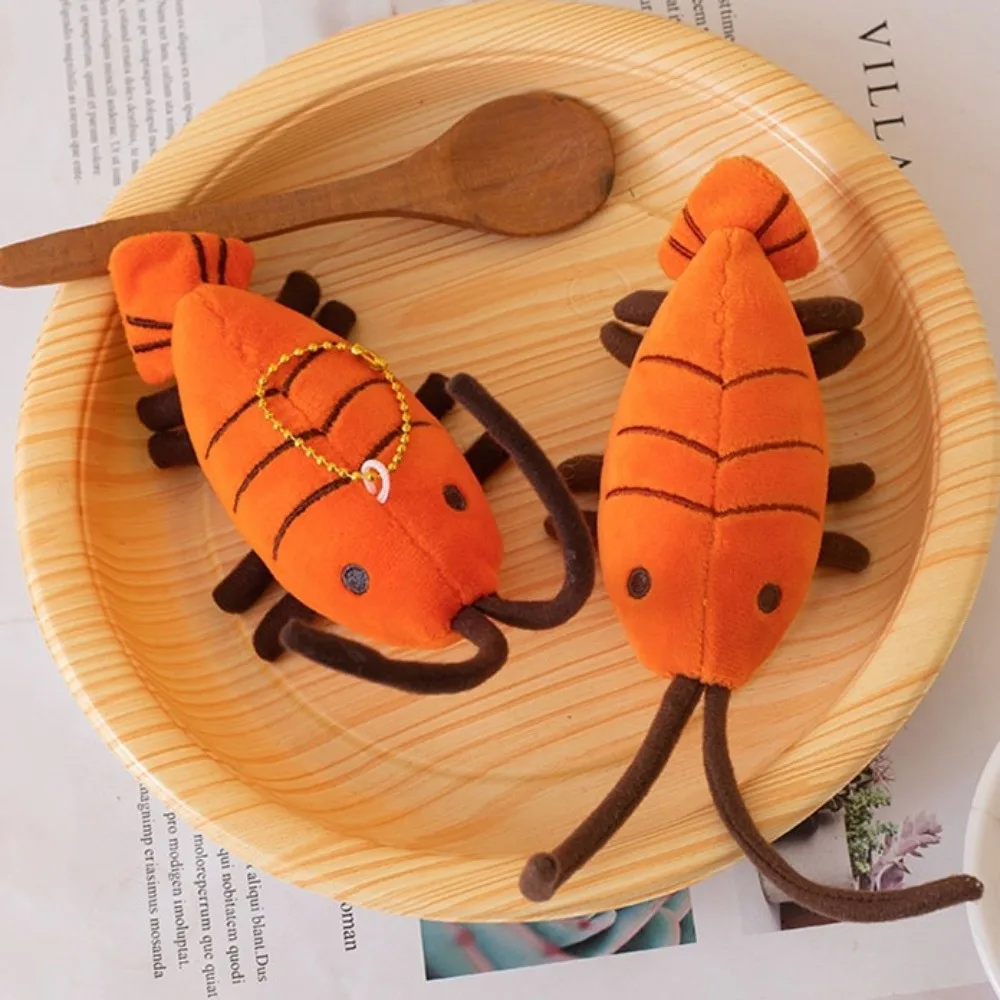 Creative Stuffed Lobster Pendant Funny Design Soft Shrimp Pendant Animal Cute Shrimp Keychain Bag Pendant