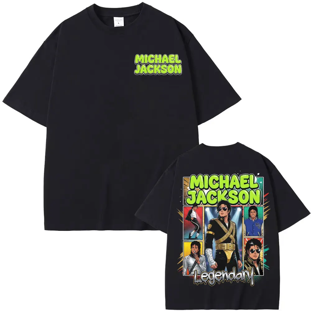 2026 New King of Pop Michael Jackson Legendary T-shirt, Anime Comic Short Sleeve Hip Hop Style Oversized Tee for Kids and Adults
